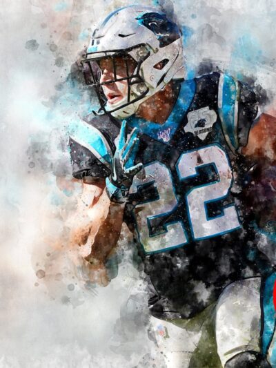 Christian McCaffrey watercolor, Carolina Panthers wall art, Christian McCaffrey Carolina Panthers wall art poster,  Carolina wall art