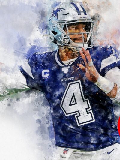 Dak Prescott poster Dallas Cowboy wall art, Dallas Cowboy Quarterback Cowboy Canvas watercolor, Dak Prescott football wall art