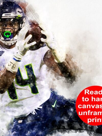 DK Metcalf poster Seattle Seahawks wall art, Seattle Seahawk poster DK Metcalf Canvas watercolor, DK Metcalf football wall art