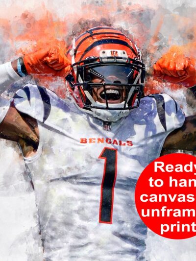 Ja'Marr Chase poster watercolor, Cincinnati Bengals Super Bowl, Ja'Marr Chase Cincinnati Bengals poster. Ja'Marr Chase,