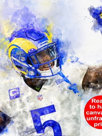 Jalen Ramsey watercolor, Los Angeles Rams wall art, LA Rams Jalen Ramsey Canvas, Jalen Ramsey Los Angeles Rams Superbowl Champions