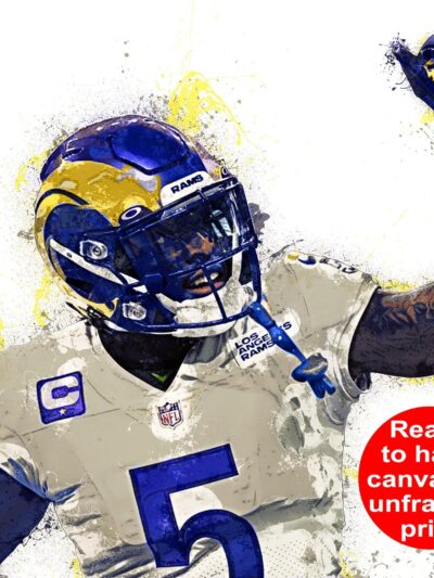 Jalen Ramsey watercolor, Los Angeles Rams wall art, LA Rams Jalen Ramsey Canvas, Jalen Ramsey Los Angeles Rams Superbowl Champions