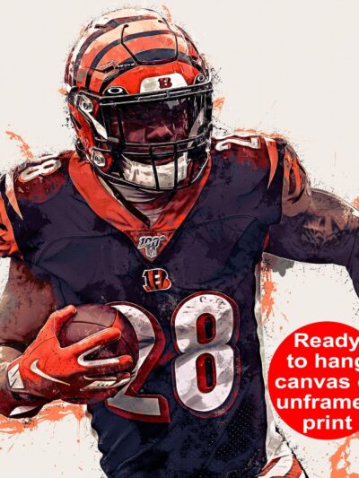 Joe Mixon poster watercolor, Cincinnati  wall art, Joe Mixon Cincinnati Bengals wall art poster, Cincinnati Bengals  wall art