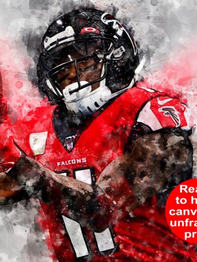 Julio Jones watercolor, Tennessee Titans wall art, Tennessee Titans Julio Jones Poster. Canvas, Julio Jones Tennessee Titans wall art