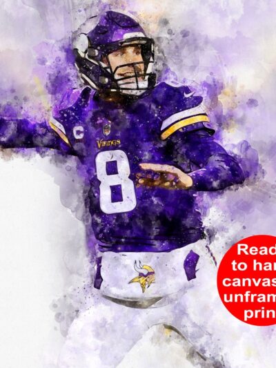 Kirk Cousins watercolor, Minnesota Vikings wall art, Minnesota Vikings Kirk Cousins Poster. Canvas, Kirk Cousins Minnesota Vikings wall art