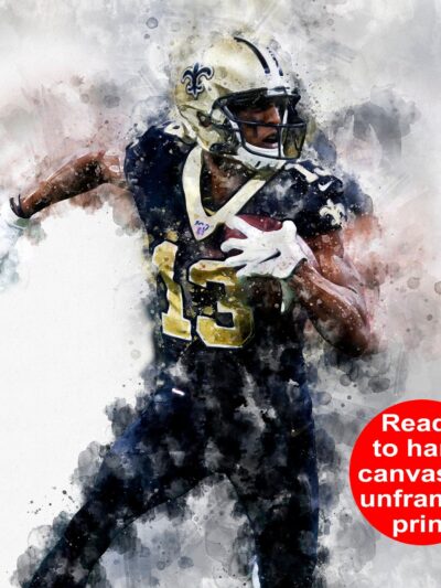 Micheal Thomas watercolor, New Orleans Saints wall art, New Orleans Saints Micheal Thomas Poster. Canvas, Micheal Thomas New Orleans Saints