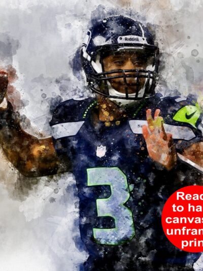 Russell Wilson watercolor, Seattle Seahawks wall art, Seattle Seahawks Russell Wilson poster on Canvas