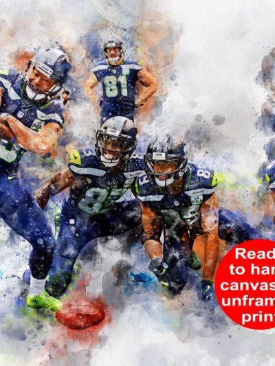 Seattle Receivers watercolor, Seattle Seahawks wall art, Seattle Seahawks Receivers poster on Canvas, DK Metcalf
