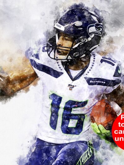 Tyler Lockett watercolor, Seattle Seahawks wall art, Seattle Seahawks Tyler Lockett poster on Canvas