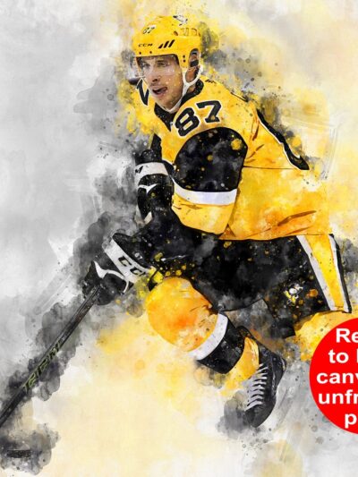 Sidney Crosby watercolor, Pittsburgh Penguins wall art, Penguins Stanley Cup winner Canvas watercolor, Sidney Crosby hockey art wall