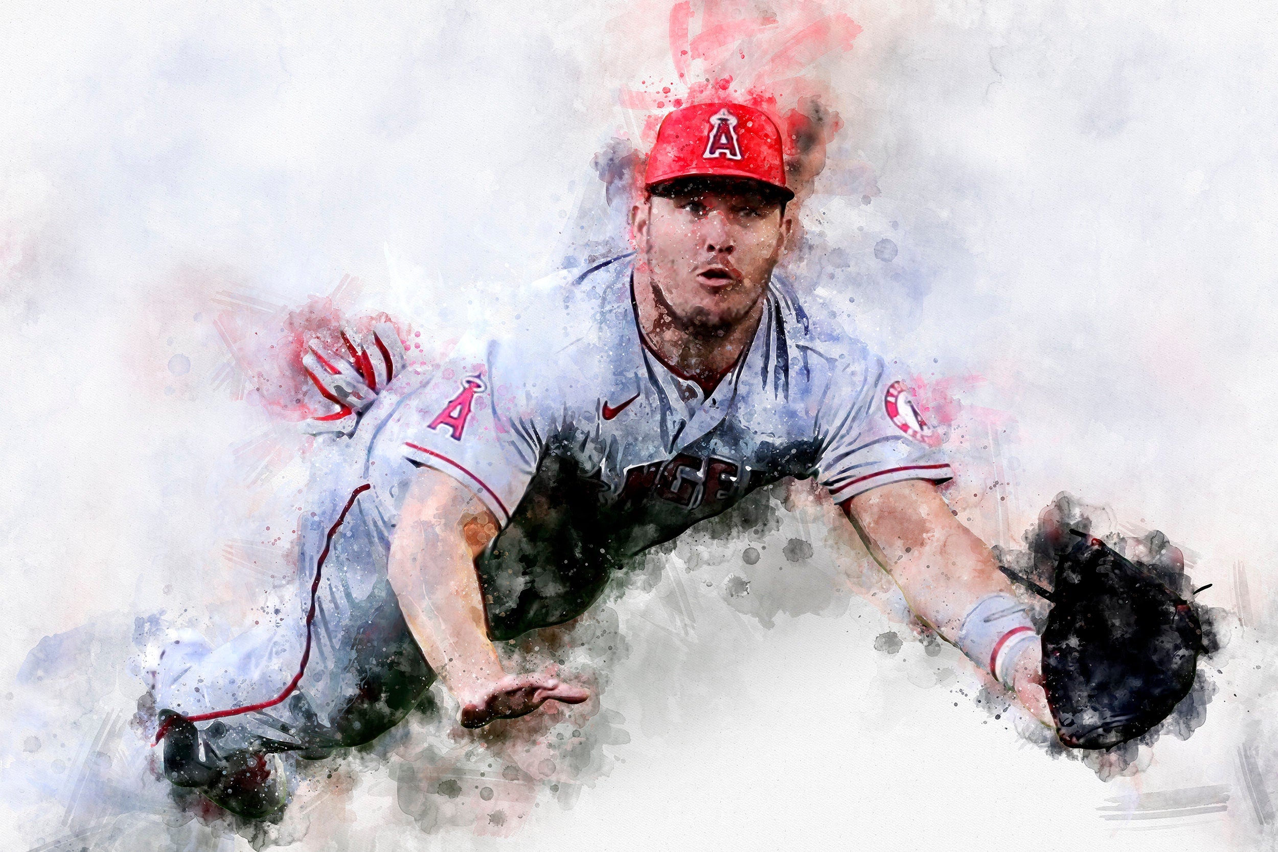 Mike Trout Los Angeles Angels canvas, Mike Trout wall art, Los Angeles Angels Canvas, Mike Trout Poster wall art - Image 2