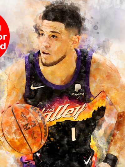 Devin Booker watercolor, Phoenix Suns wall art, Phoenix Suns NBA Championship winner Canvas, Devin Booker Phoenix Suns art wall