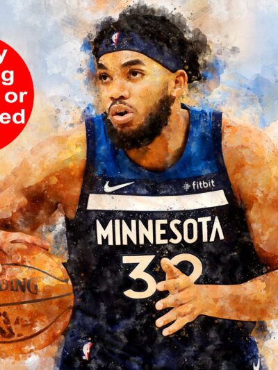 Karl Anthony-Towns watercolor, Timberwolves wall art, Timberwolves NBA Championship winner Canvas, Karl Anthony-Towns Timberwolves art wall