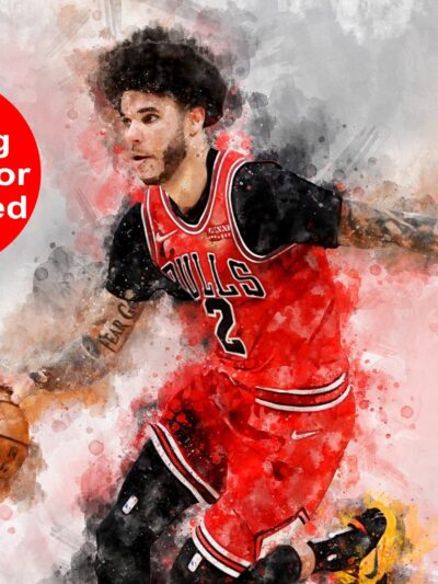 Lonzo Ball watercolor, Chicago Bulls wall art, Chicago Bulls NBA Championship winner Canvas, Lonzo Ball Chicago Bulls art wall