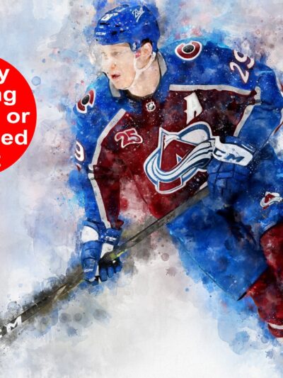Nathan MacKinnon watercolor, Colorado Avalanche wall art, Avalanche Stanley Cup, Nathan Mackinnon Poster, Colorado Avalanche hockey art wall