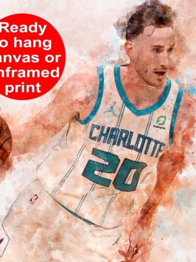 Gordon Hayward watercolor, Charlotte Hornets wall art, Hornets NBA Championship winner Canvas, Gordon Hayward Charlotte Hornets art wall