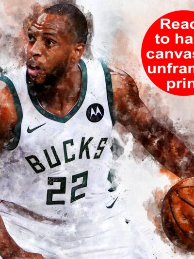 Khris Middleton watercolor, Milwaukee Bucks wall art, Bucks NBA Championship winner Canvas, Khris Middleton Bucks art wall