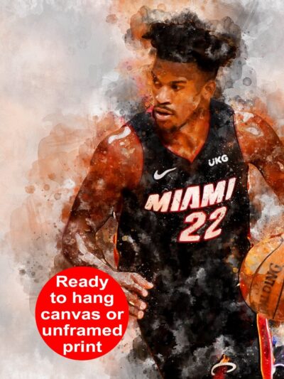 Jimmy Butler watercolor, Miami heat wall art, Miami Heat NBA Championship winner Canvas, Jimmy Butler Miami Heat art wall