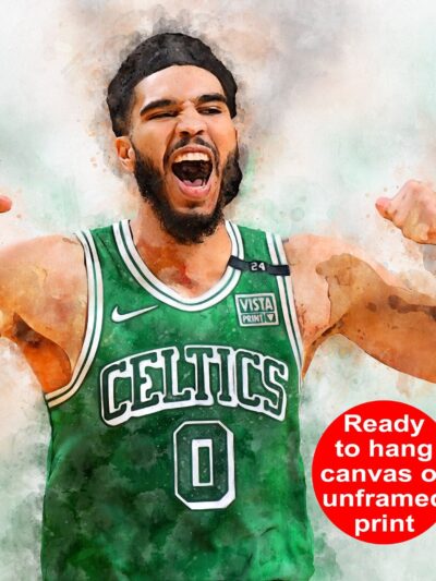 Jayson Tatum watercolor, Boston Celtics wall art, Boston Celtics NBA Championship winner Canvas, Jayson Tatum Boston Celtics art wall