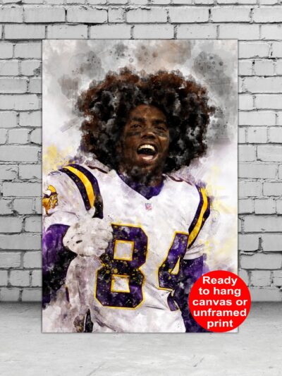 Randy Moss watercolor, Minnesota Vikings wall art, Minnesota Vikings Randy Moss Poster. Canvas, Randy Moss Minnesota Vikings wall art