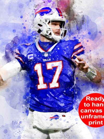 Josh Allen watercolor, Buffalo Bills wall art, Buffalo Bills Josh Allen Poster. Canvas,  Josh Allen Buffalo Bills wall art
