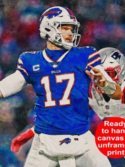 Josh Allen watercolor, Buffalo Bills wall art, Buffalo Bills Josh Allen Poster. Canvas,  Josh Allen Buffalo Bills wall art