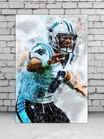 NEW Baker Mayfield watercolor, Carolina Panthers wall art, Carolina Panthers Football Canvas, Baker Mayfield Carolina wall art
