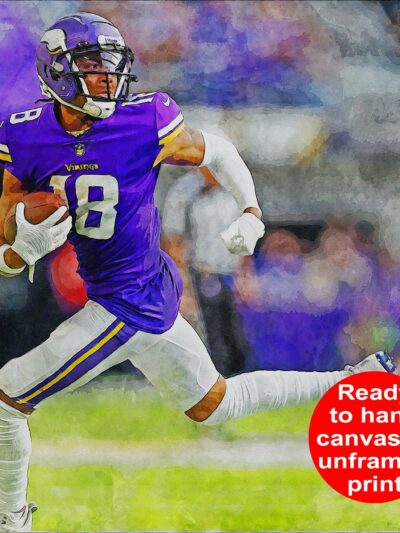 Justin Jefferson watercolor, Minnesota Vikings wall art, Minnesota Vikings , Justin Jefferson  Poster. Canvas, Justin Jefferson  Vikings