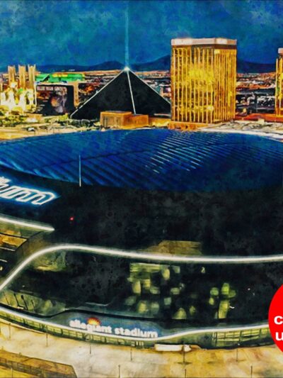 Canvas-Print of Allegiant Stadium, Watercolor Digital Sketch Print Canvas Print,  Football, Las Vegas Raiders, Las Vegas Nevada, Pro