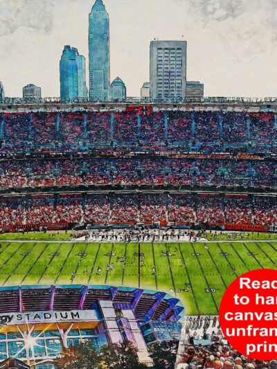 Canvas-Print of FirstEnergy Stadium, Watercolor Digital Sketch Print Canvas Print,  Football, Cleveland Browns, Cleveland Ohio, Pro