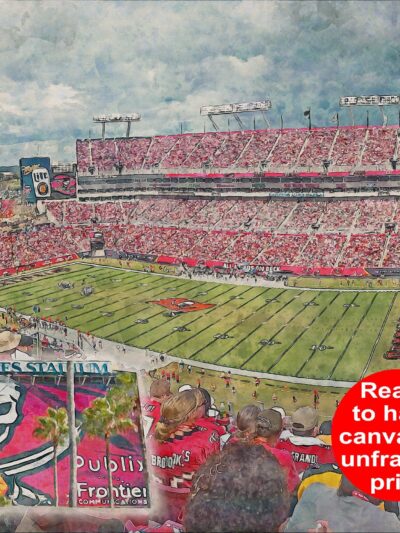 Canvas-Print of Raymond James Stadium, Watercolor Digital Sketch Print Canvas Print, Tampa Florida, Tampa Bay Buccaneers