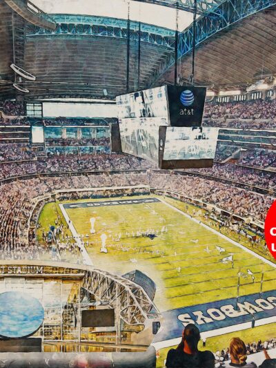 Canvas-Print of AT&T Stadium, Watercolor Digital Sketch Print Canvas Print,  Football, Dallas Cowboys, Dallas Texas, Pro