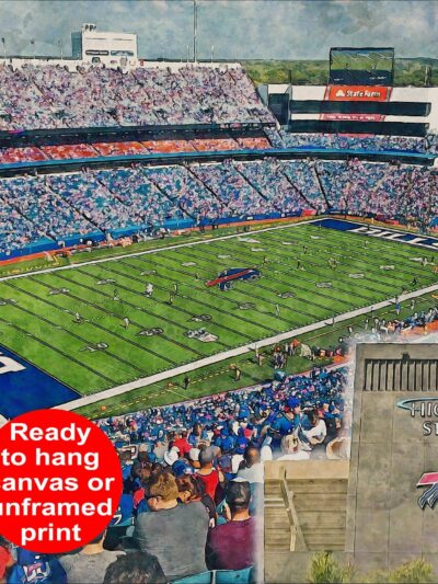Canvas-Print of Highmark Stadium, Watercolor Digital Sketch Print Canvas Print,  Football, Buffalo Bills, Buffalo New York, Pro