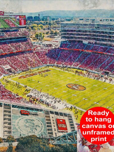 Canvas-Print of Levi's Stadium , Watercolor Digital Sketch Print Canvas Print,  Football, San Francisco 49ers , San Francisco California