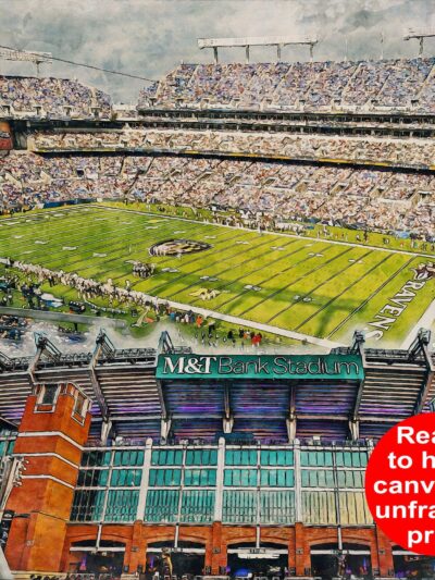 Canvas-Print of M&T Bank Stadium, Watercolor Digital Sketch Print Canvas Print, Baltimore Ravens, Baltimore Maryland, Pro