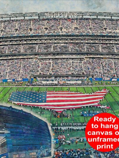 Canvas-Print of MetLife Stadium, Watercolor Digital Sketch Print Canvas Print, New York Giants, New York New York, Pro