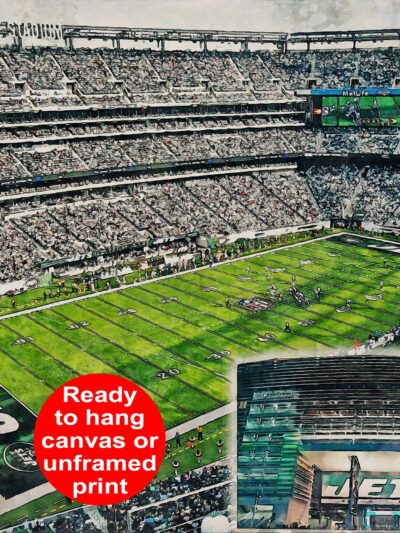 Canvas-Print of MetLife Stadium, Watercolor Digital Sketch Print Canvas Print, New York Jets, New York New York