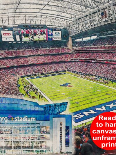 Canvas-Print of NRG Stadium, Watercolor Digital Sketch Print Canvas Print, Houston Texas, Houston Texans, Pro
