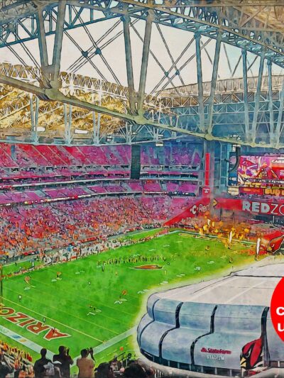 Canvas-Print of State Farm Stadium , Watercolor Digital Sketch Print Canvas Print, Glendale Arizona, Arizona Cardinals, Pro