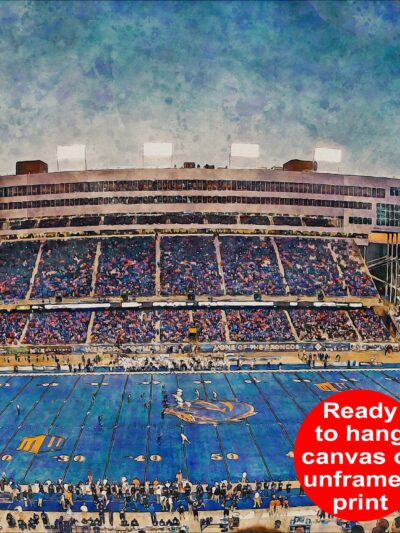 Boise State Broncos, Alberstons Stadium , Watercolor Digital Sketch Print Canvas Print, Broncos Football, Boise State University