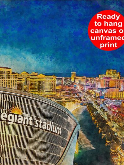 Canvas-Print of Allegiant Stadium, Watercolor Digital Sketch Print Canvas Print,  Football, Las Vegas Raiders, Las Vegas Nevada, Pro