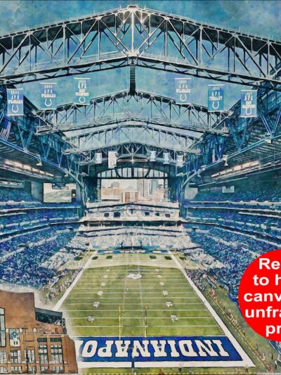 Canvas-Print of Lucas Oil Stadium,  Watercolor Digital Sketch Print Canvas Print, Indianapolis Indiana, Indianapolis Colts, Pro
