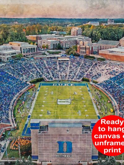 Duke Blue Devils, Wallace Wade Stadium  , Watercolor Digital Sketch Print Canvas Print, Duke University, Durham North Carolina