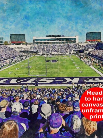 Kansas State Wildcats, Bill Snyder Family Stadium , Watercolor Digital Sketch Print Canvas Print, Kansas State University, Manhattan Kansas