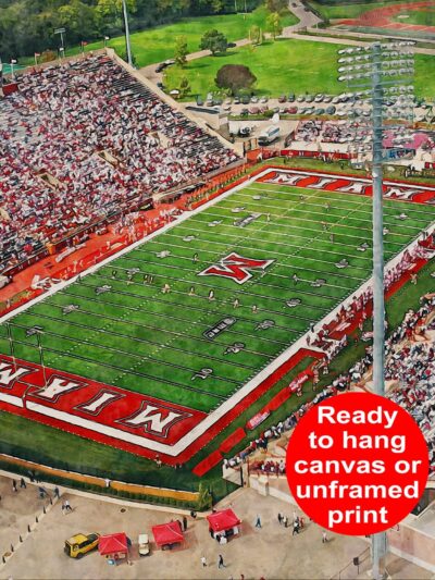 Canvas-Print of Miami Redhawks, Yager Stadium , Watercolor Digital Sketch Print Canvas Print , Miami University