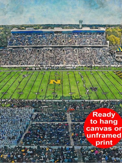 Navy Midshipmen , Navy-Marine Corps Memorial Stadium , Watercolor Digital Sketch Print Canvas Print , United States Naval Academy