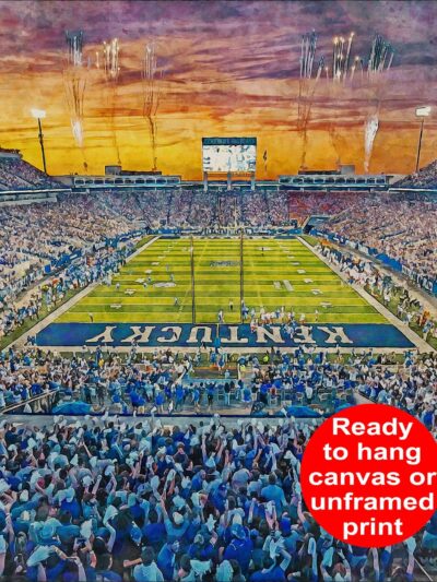Canvas-Print of Kentucky Wildcats, Kroger Field , Watercolor Digital Sketch Print Canvas Print , University of Kentucky