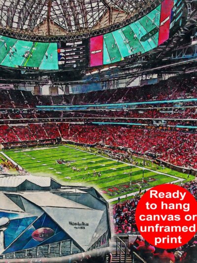 Canvas-Print of Mercedes-Benz Stadium, Watercolor Digital Sketch Print Canvas Print, Atlanta Falcons, Atlanta Georgia, Pro