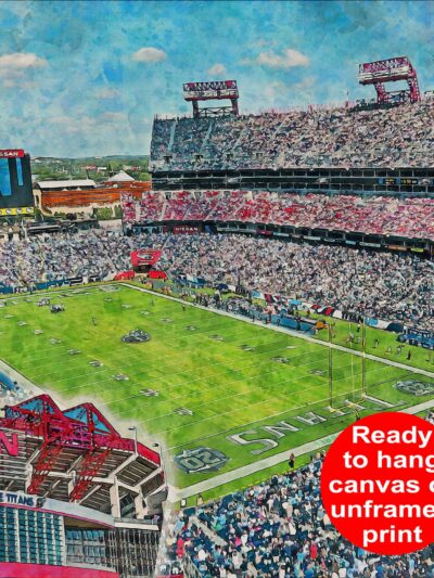 Canvas-Print of Nissan Stadium, Watercolor Digital Sketch Print Canvas Print, Nashville Tennessee, Tennessee Titans, Pro