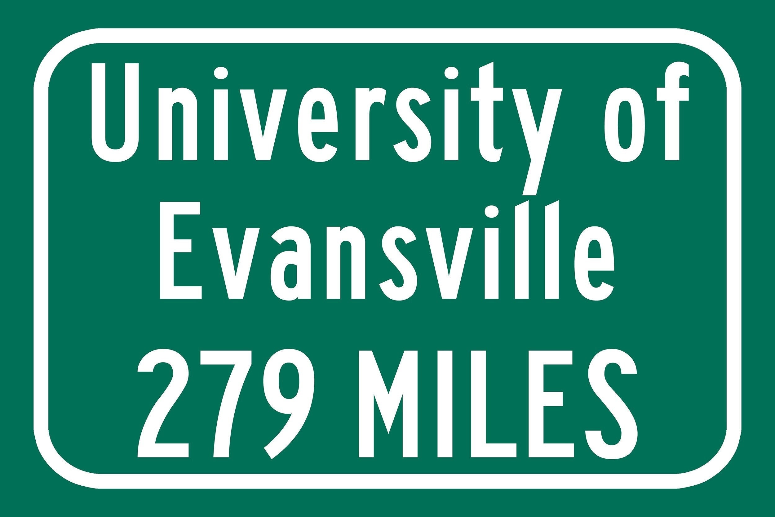 University of Evansville / Custom College Highway Distance Sign / Evansville Purple Aces / Evansville Indiana / - Image 2